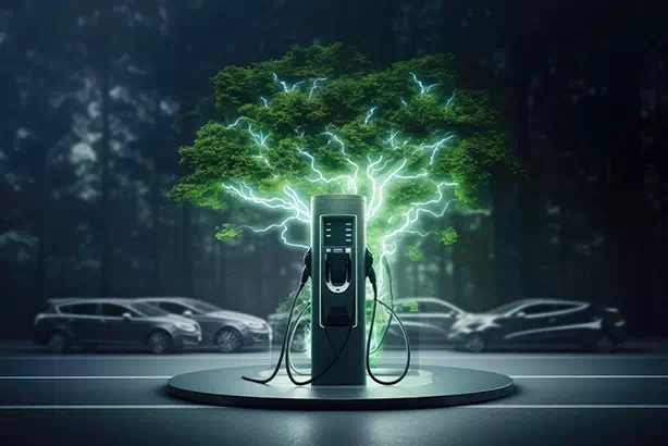 Ładowarka dla aut elektrycznych z piorunami